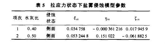 拉应力状态盐雾腐蚀模型参数