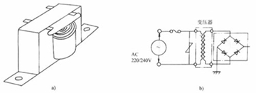 变压器 a)外形图 b)电路图